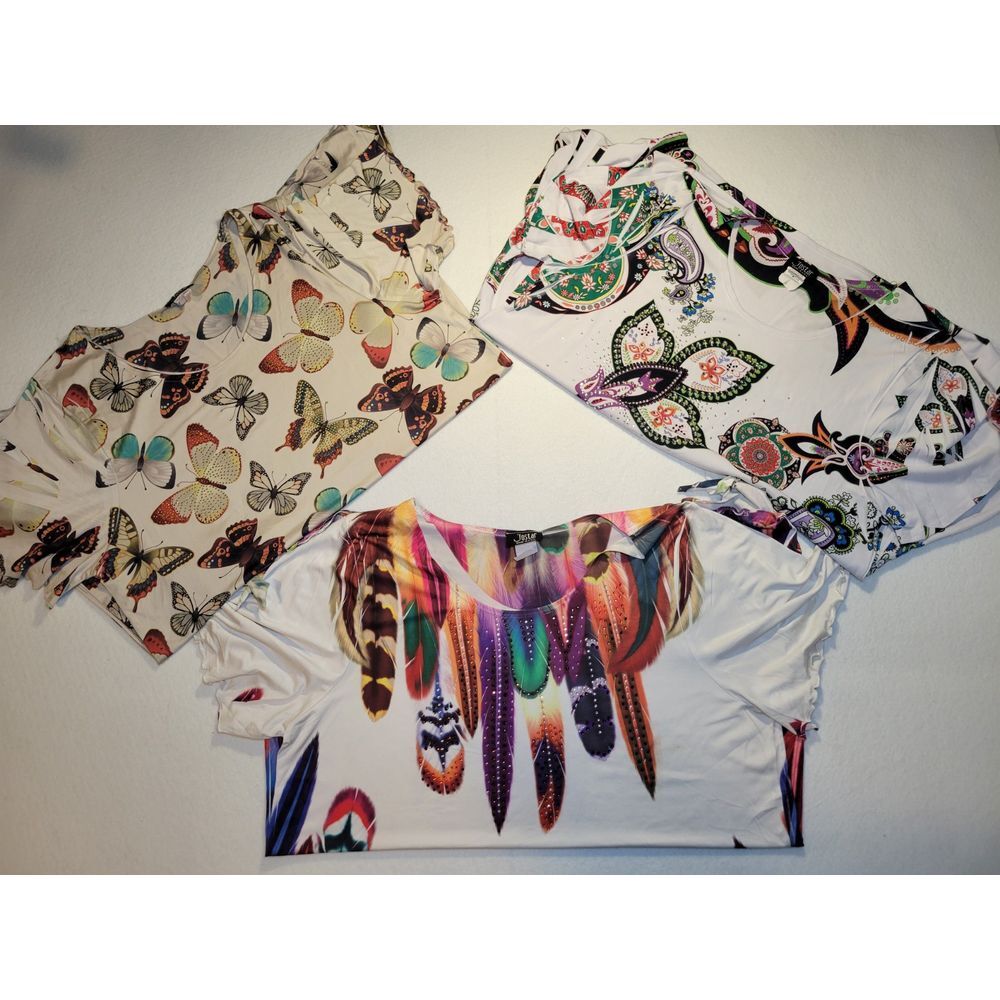 Vintage Jostar Lot Of 3: Abstract Butterflies‎ Native Feathers Paisley Blouse L